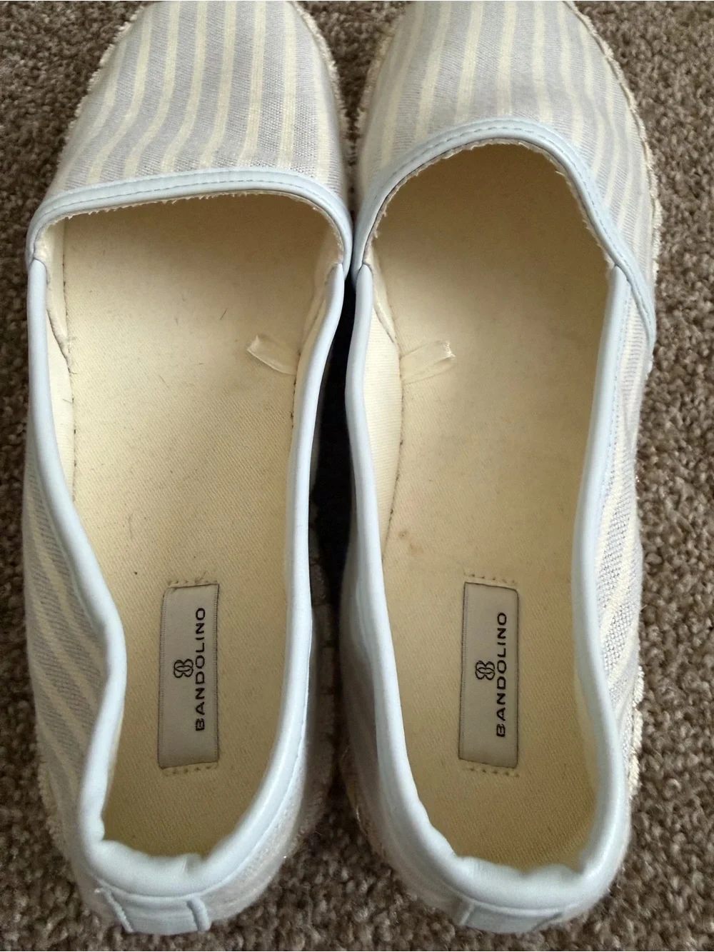 Bandolino Light Blue and Cream Striped Espadrille Slip-On